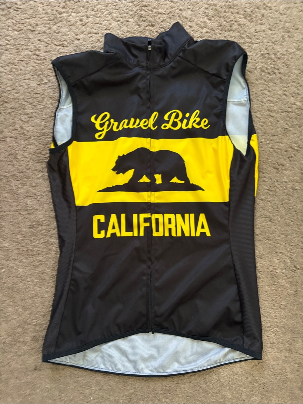 Gravel Bike California Sleeveless Cycling Jersey - Black & Yellow